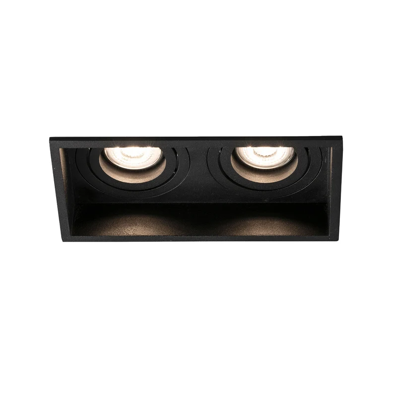 Downlight empotrable de techo Faro Hyde 2 luces GU10 LED negro mate IP20 40127