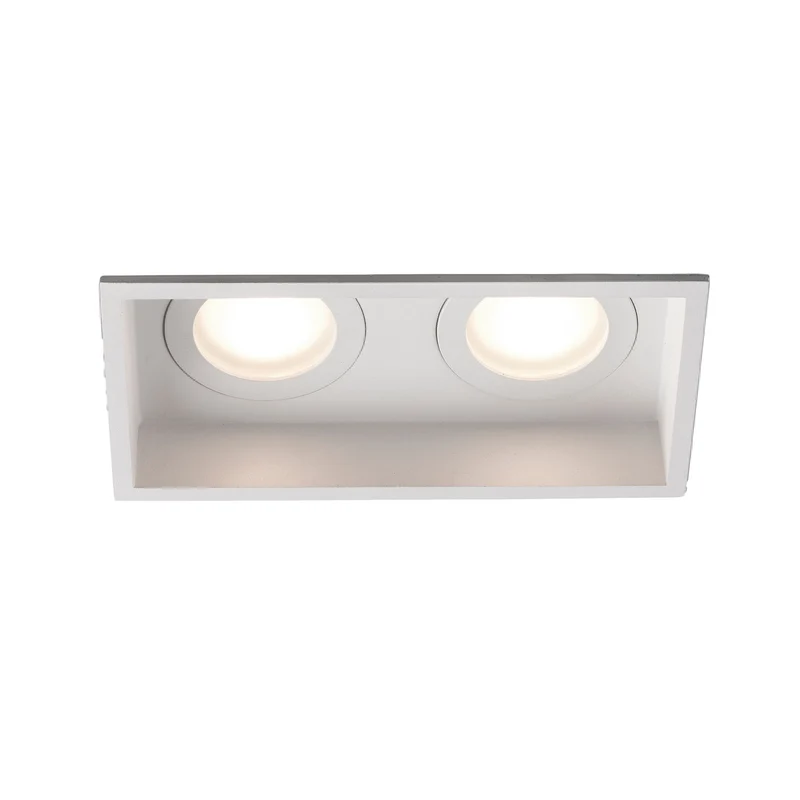 Downlight empotrable de techo Faro Hyde 2 luces GU10 LED blanco mate IP44 40124
