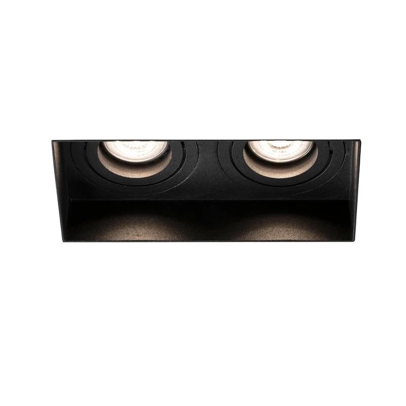 Downlight empotrable de techo Faro Hyde 2 luces GU10 LED negro mate IP20 40123