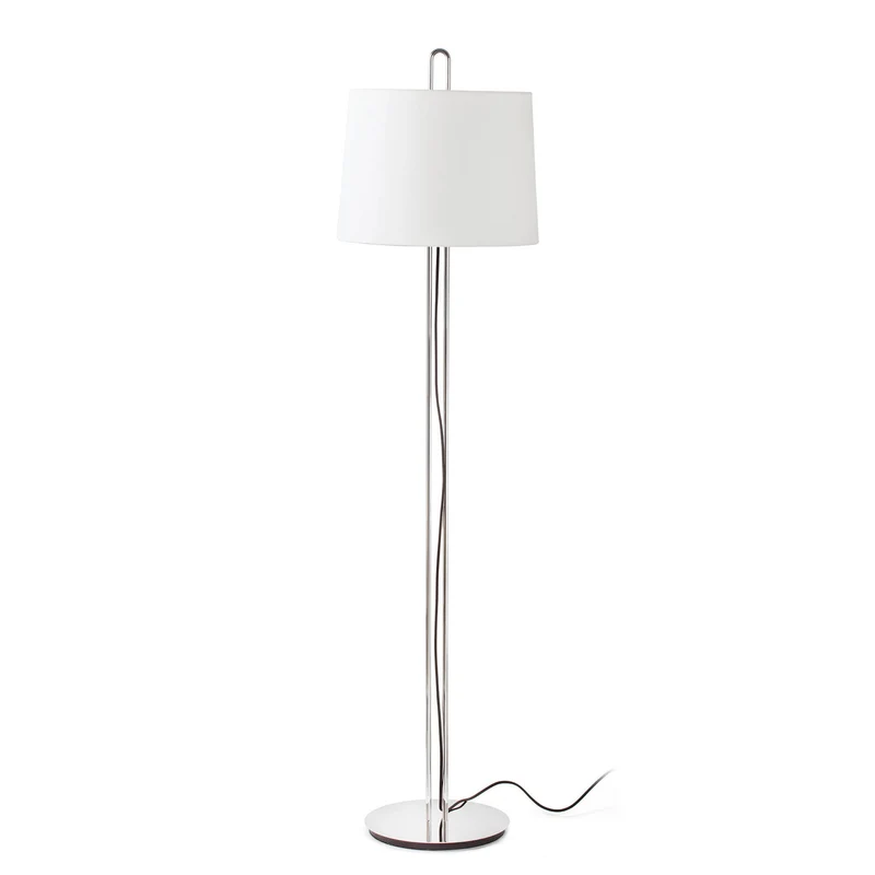 Lámpara de pie salón Faro Montreal E27 LED cromo y beige Ø30cm 24037-08