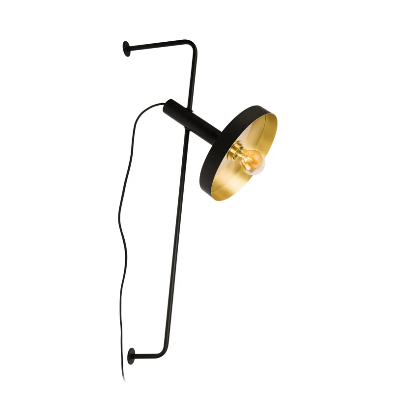 Lámpara de pared aplique Faro Whizz E27 LED negro y oro 20165-95