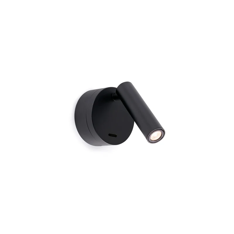 Lámpara de pared aplique Faro Boc con lector LED negro mate 3000K 62708