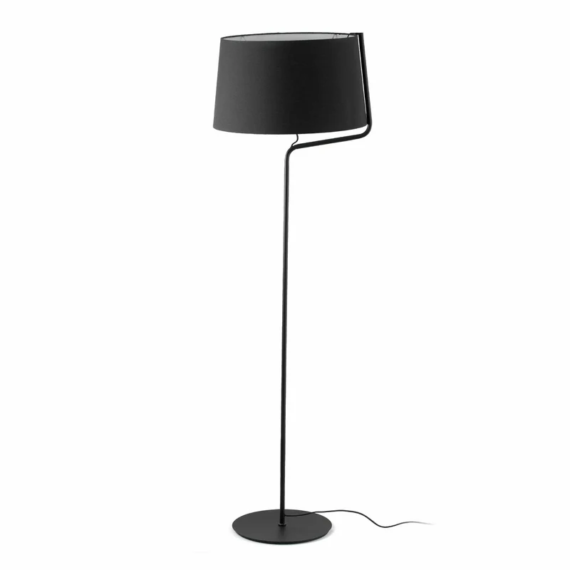 Lámpara de pie salón Faro Berni E27 LED negro Ø48cm 29336