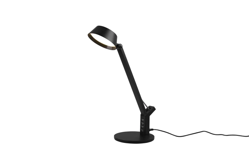 Lámpara de sobremesa Trio Ava LED negro mate regulable USB 40,4cm 523090132