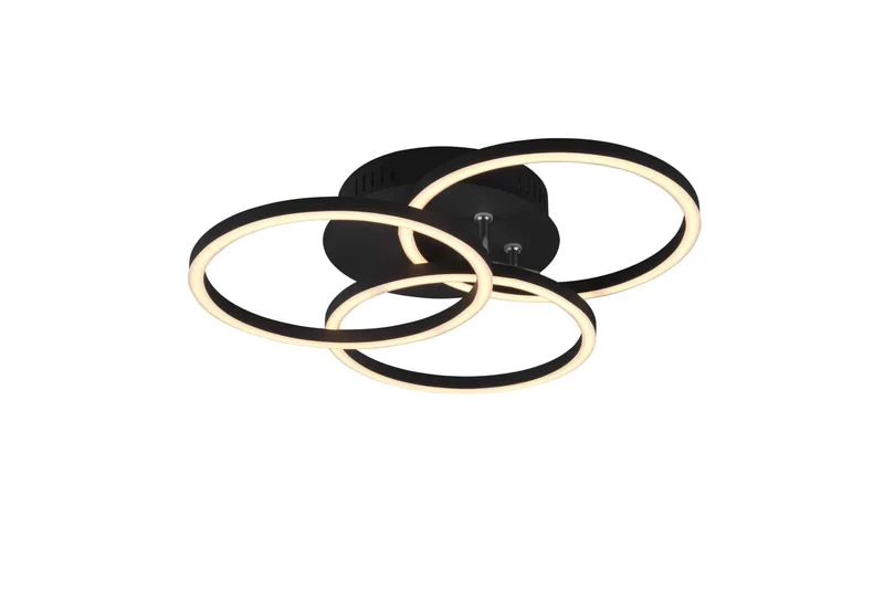 Plafón de techo Trio Circle LED negro mate CCT regulable con mando 43,5cm R62823132