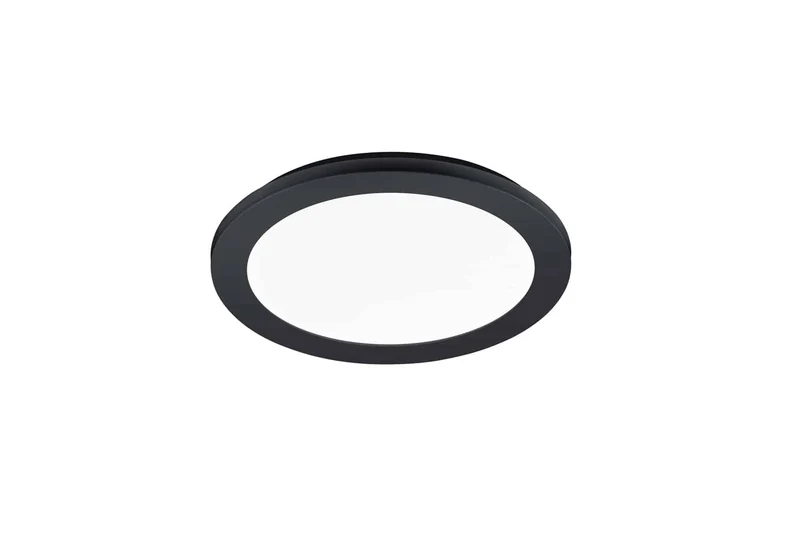 Plafón de baño Trio Camillus LED negro mate 3000K regulable IP44 Ø26cm R62921532