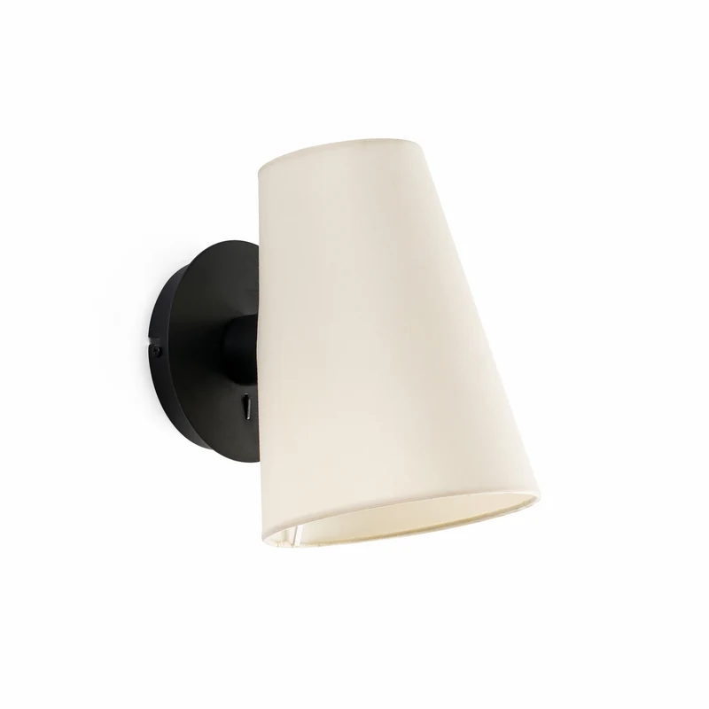 Lámpara de pared aplique Faro Lupe E27 LED negro y beige 20031-88