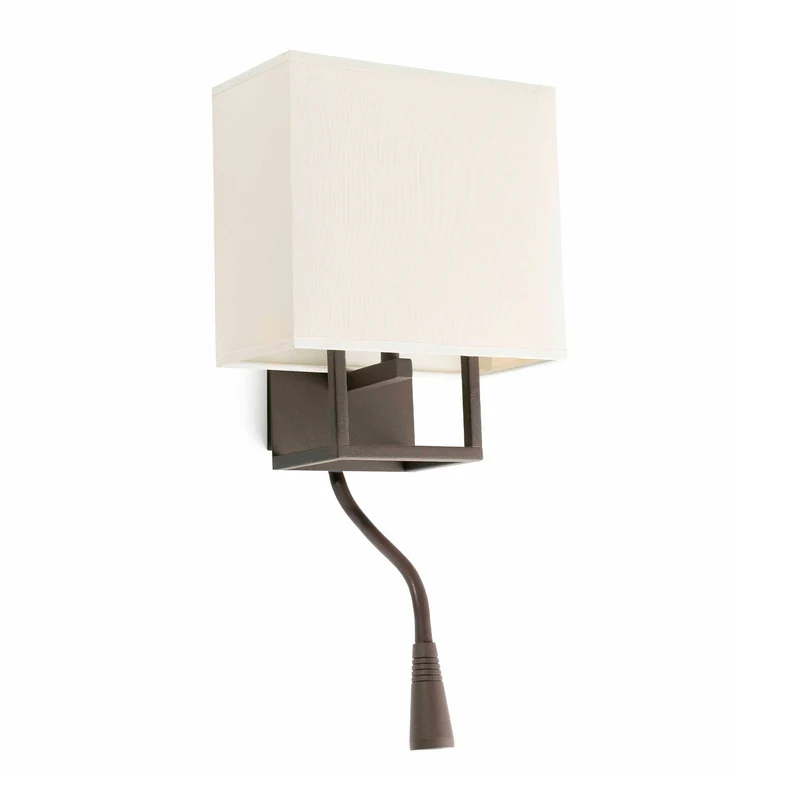 Lámpara de pared aplique Faro Vesper con lector E14 LED beige 29983