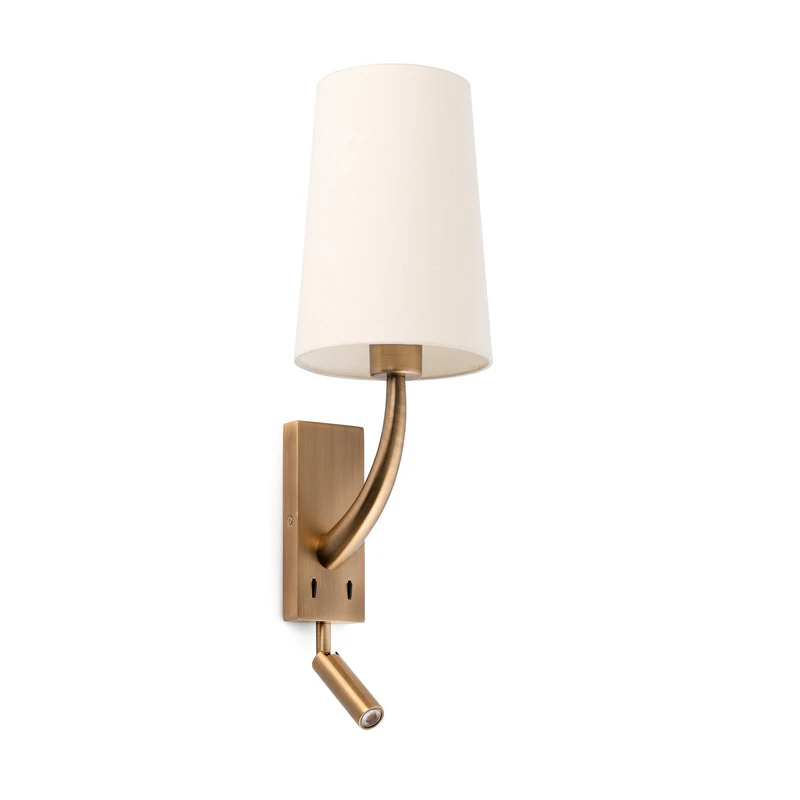 Lámpara de pared aplique Faro Rem con lector E27 LED beige 29683-20