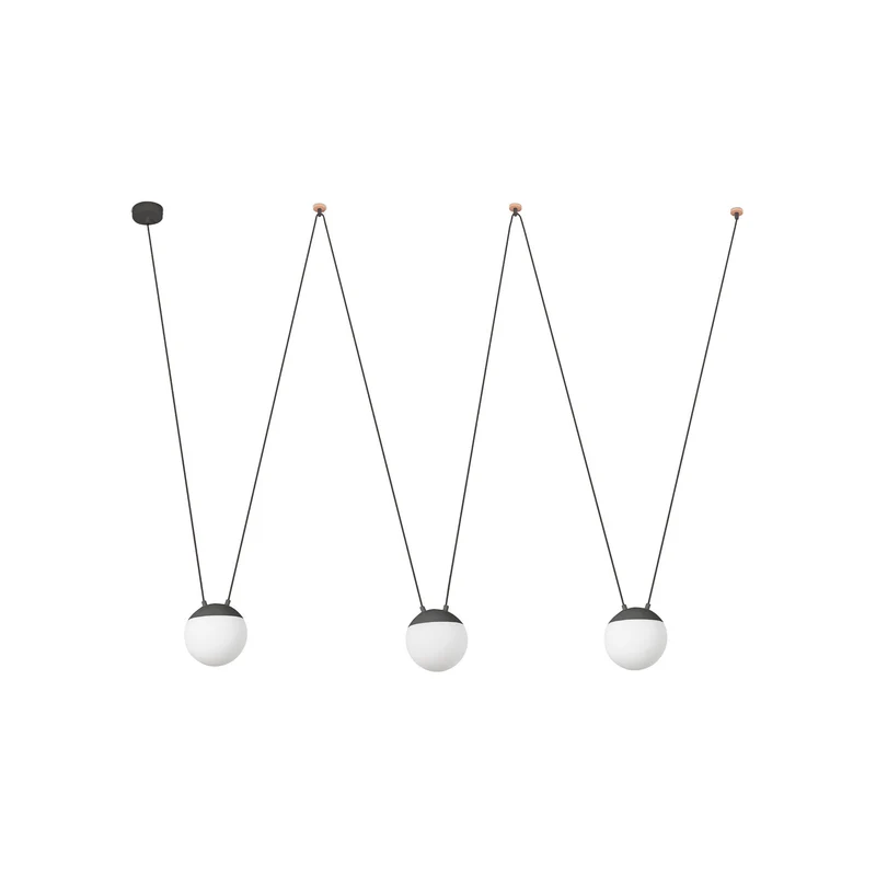 Lámpara de techo colgante Faro Mine grande 3 luces E27 LED opal 28376-3L