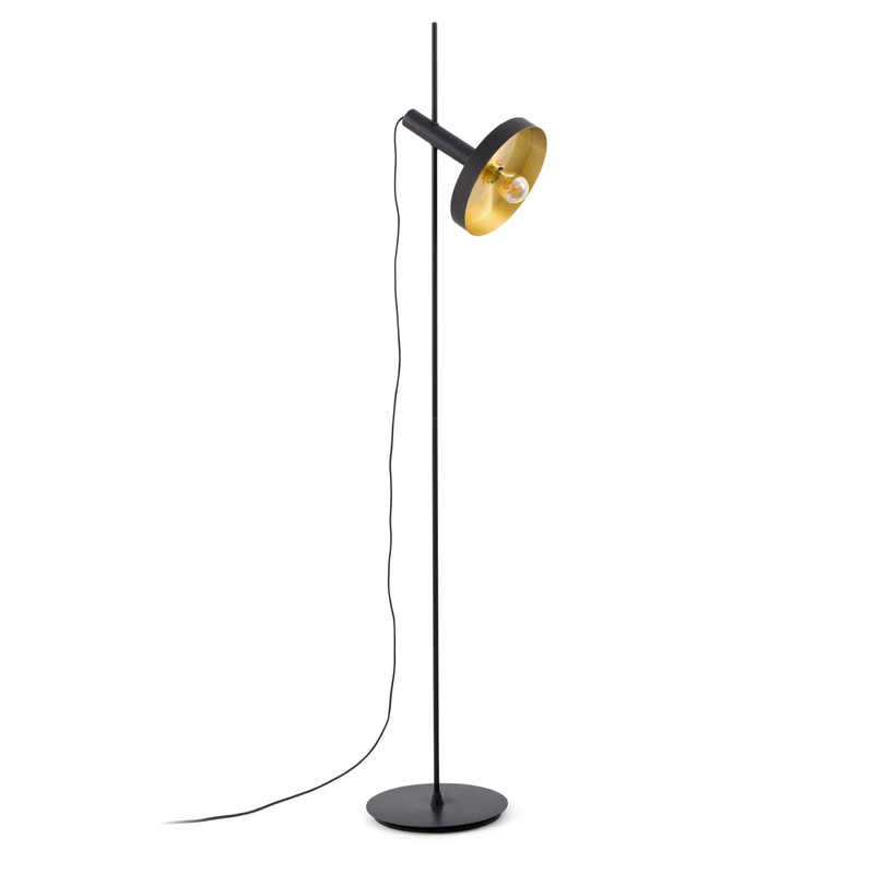 Lámpara de pie salón Faro Whizz E27 LED negro y oro 20164-95
