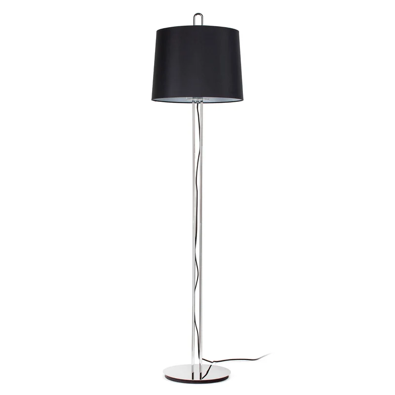 Lámpara de pie salón Faro Montreal E27 LED cromo y negro Ø30cm 24037-09