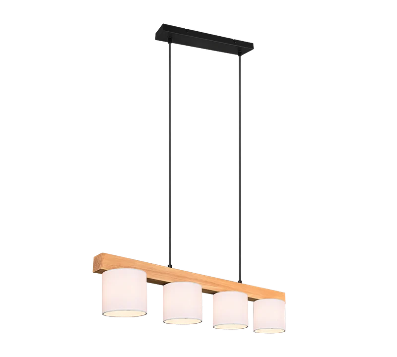 Lámpara de techo colgante Trio Cameron 4 luces madera natural 150cm R30654001