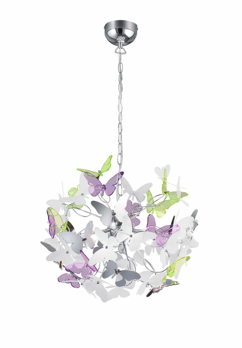 Lámpara de techo colgante Trio Butterfly 4 luces cromo 150cm R30214017
