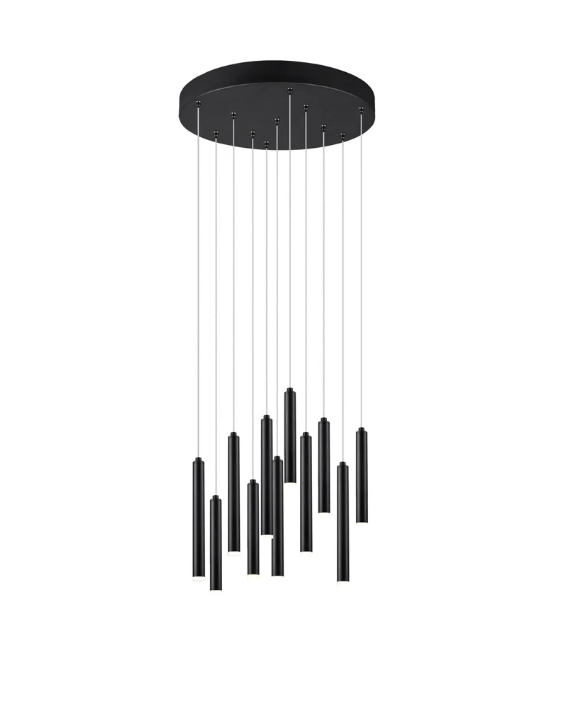 Lámpara de techo colgante Trio Tubular LED 11 luces negro mate 3000K regulable 150cm 321691132