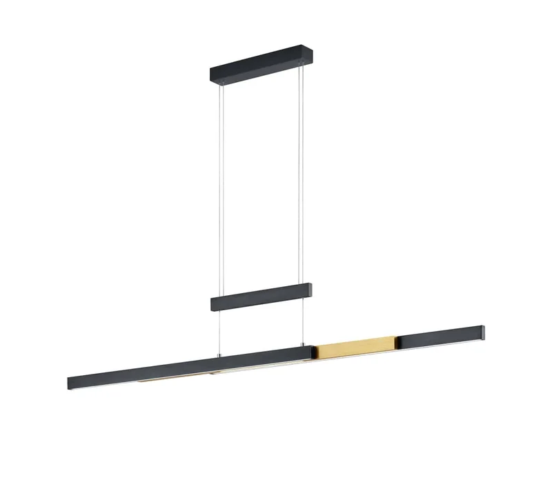 Lámpara de techo colgante Trio Trajan LED negro mate CCT regulable táctil 150cm 375310502
