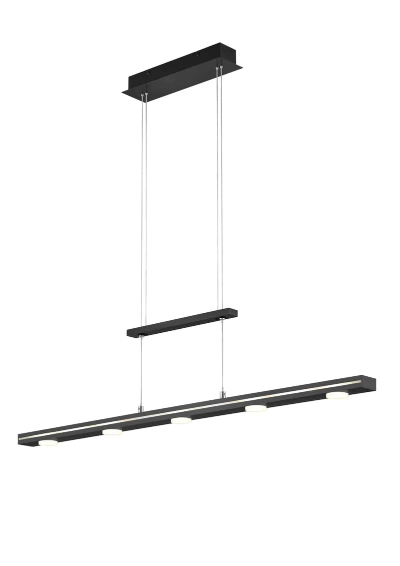 Lámpara de techo colgante Trio Lacal LED 7 luces negro mate táctil 160cm 379190732