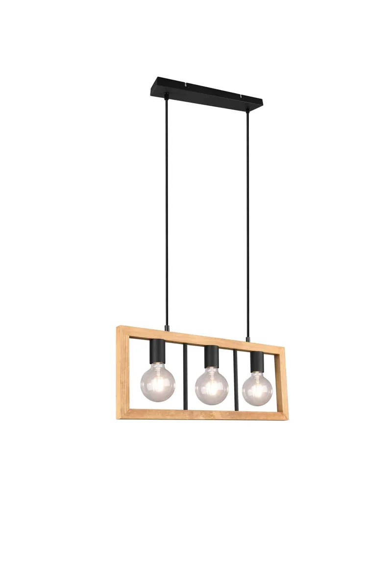 Lámpara de techo colgante Trio Agra 3 luces negro mate 150cm 313800332