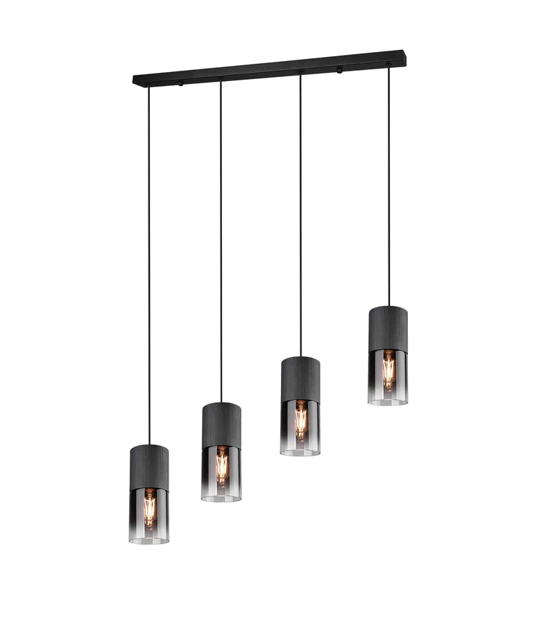 Lámpara de techo colgante Trio Robin 4 luces negro mate 150cm 310600432