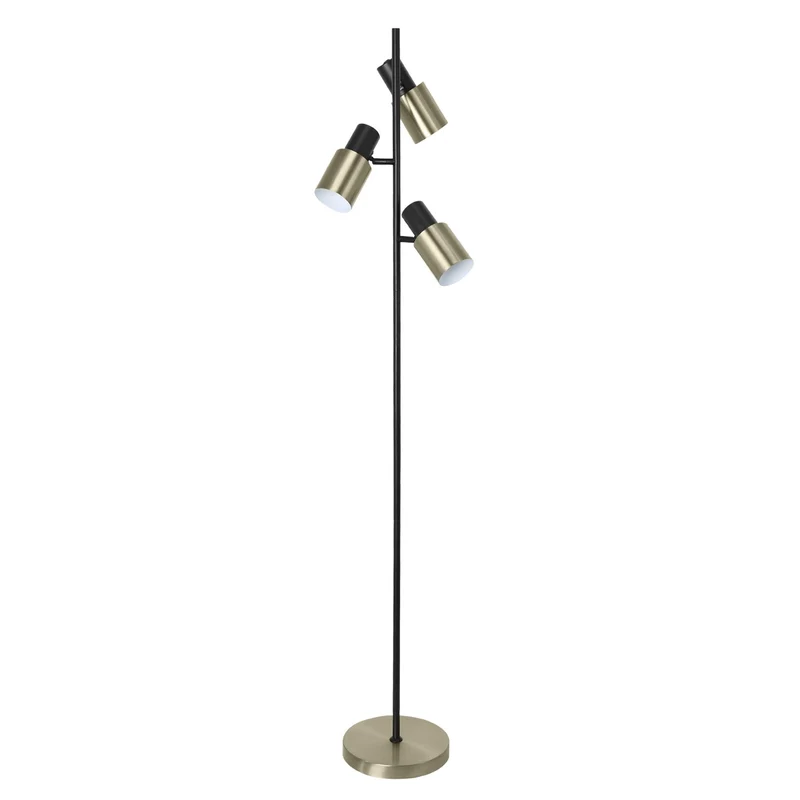 AJP MAENA Lámpara pie SALON 3 luces MAENA NEGRO-CUERO 3x40W E14 10896