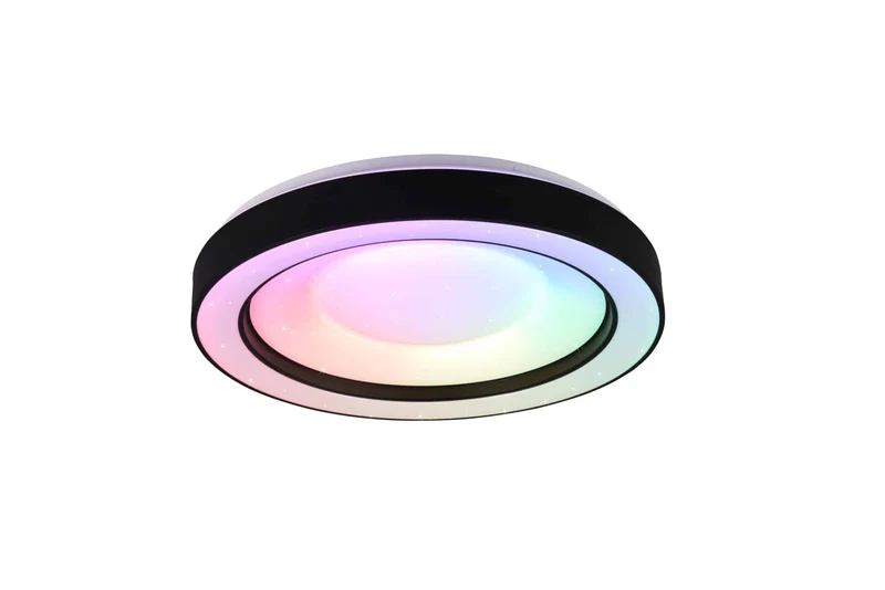 Plafón de techo Trio Arco LED negro mate CCT regulable con mando Ø49cm R65091032