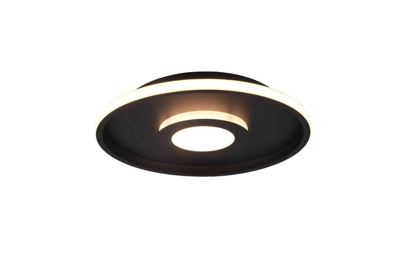 Plafón de baño Trio Ascari LED negro mate 3000K regulable IP44 Ø40cm 680819332