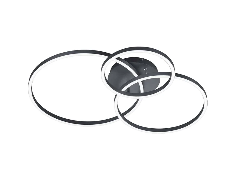 Plafón de techo Trio Winona LED negro mate CCT regulable con mando 78cm 670810632 para salón y comedor