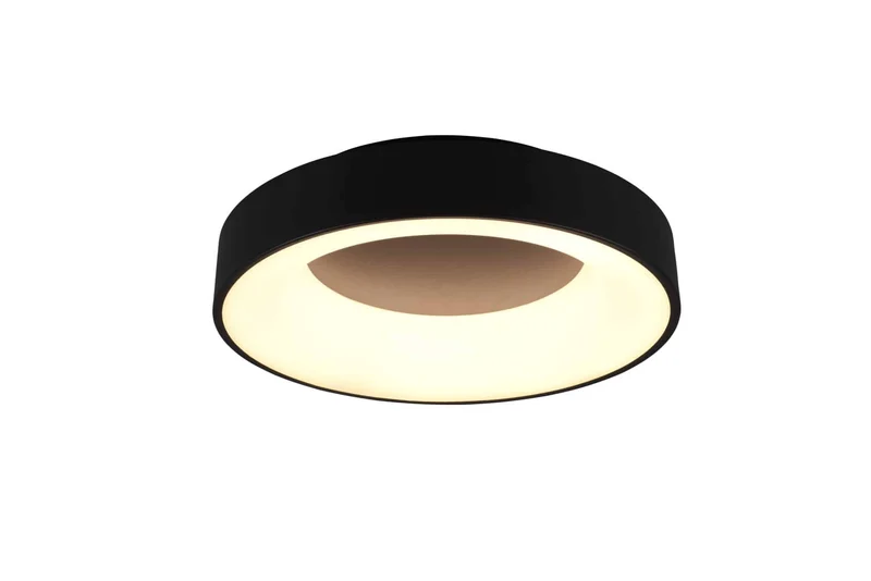 Plafón de techo Trio Girona LED negro mate 3000K regulable Ø45cm 671210132