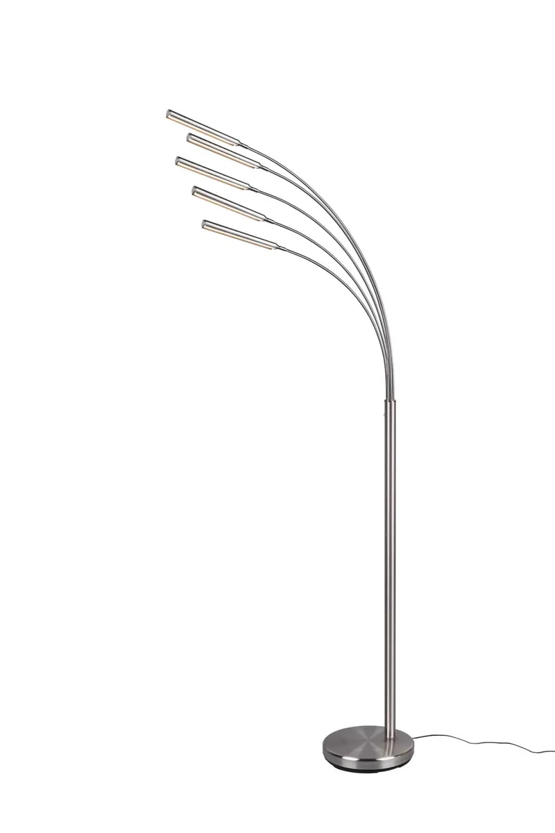 Lámpara de pie Trio Reed LED 5 luces níquel mate 3000K 195,5cm R41031507