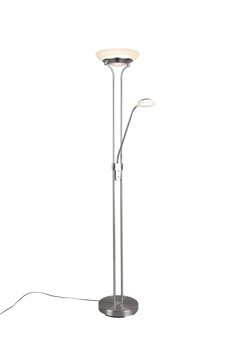 Lámpara de pie Trio Orson LED níquel mate 3000K regulable 180cm R40073507