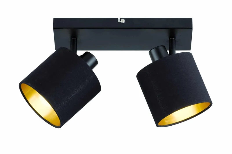 Foco Trio Tommy 2 luces negro mate y dorado R80332079