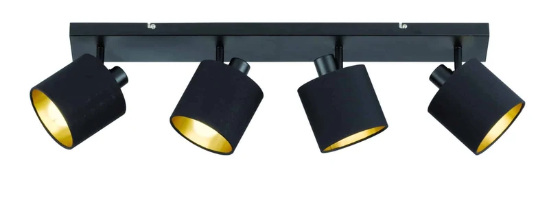 Foco Trio Tommy 4 luces negro mate y dorado 70cm R80334079