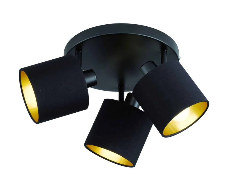 Foco Trio Tommy 3 luces negro mate y dorado 25cm R80333979