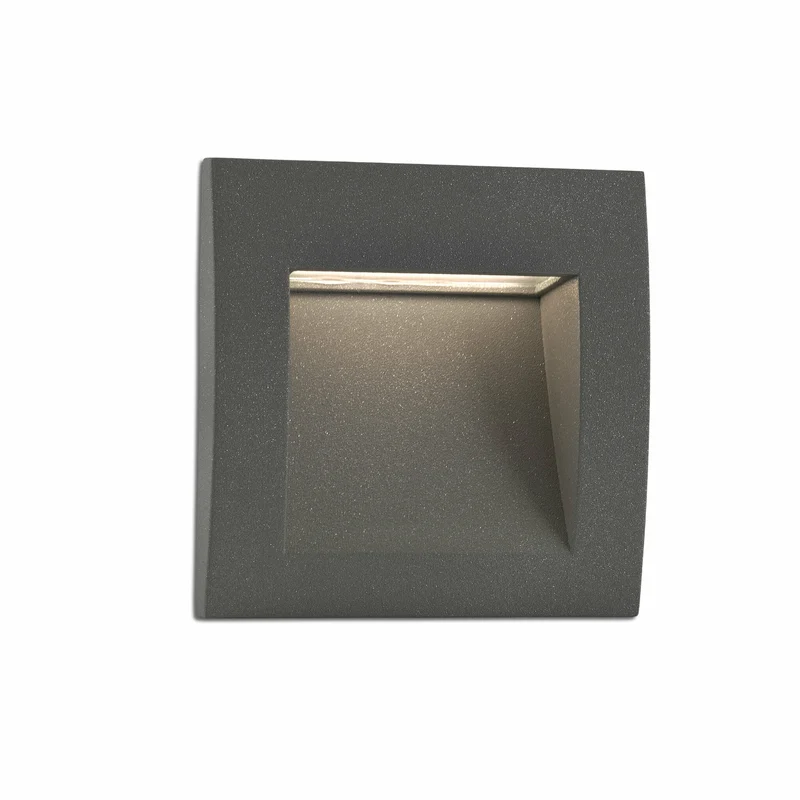 Empotrable de pared exterior Faro Sedna 14cm LED gris oscuro 3000K IP65 70° opal sq 70148