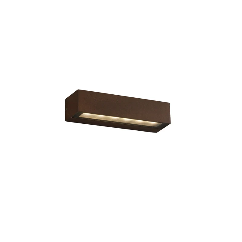Aplique de exterior Faro Doro LED marrón oxido 3000K IP65 prismático 22cm 71902