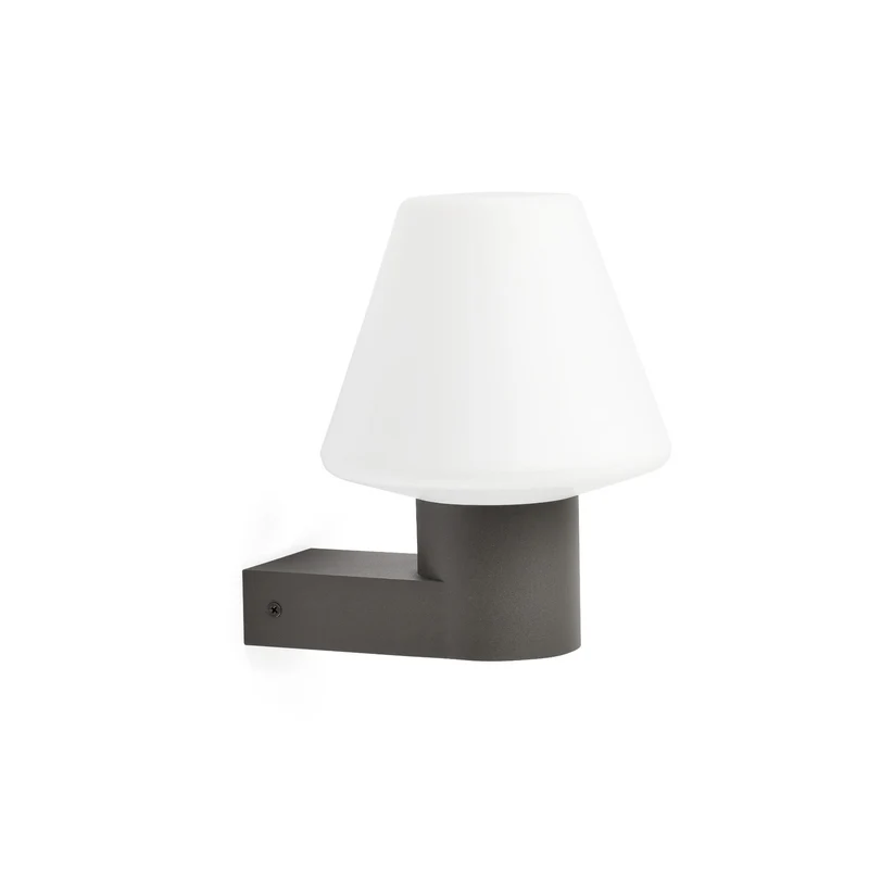 Aplique de exterior Faro Mistu 22cm E27 LED gris oscuro IP44 opal 74432A-02