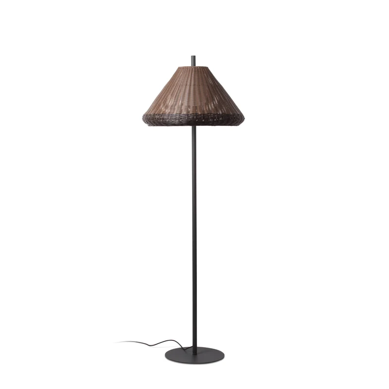 Lámpara de pie de exterior Faro Saigon 195cm E27 LED marrón IP65 W70 opal out 71569-07 para jardín