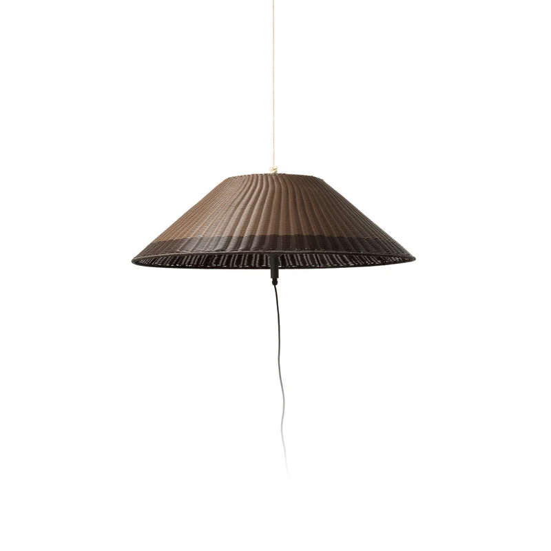 Lámpara colgante de exterior Faro Saigon 64cm E27 LED marrón IP65 W100 opal out 71584-08