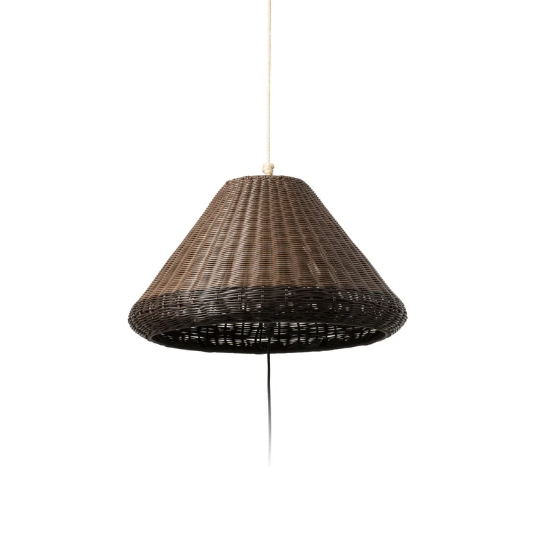 Lámpara colgante de exterior Faro Saigon 72cm E27 LED marrón IP65 W70 opal out 71584-07