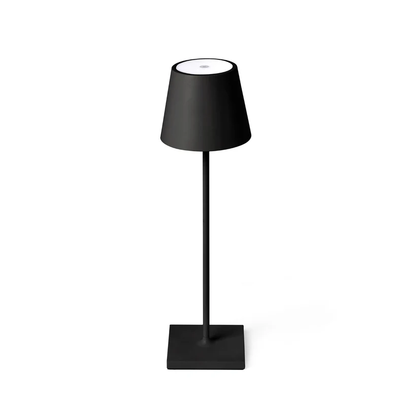 Lámpara de mesa de exterior portátil Faro Toc 38cm LED negro mate 3000K IP54 opal 70776