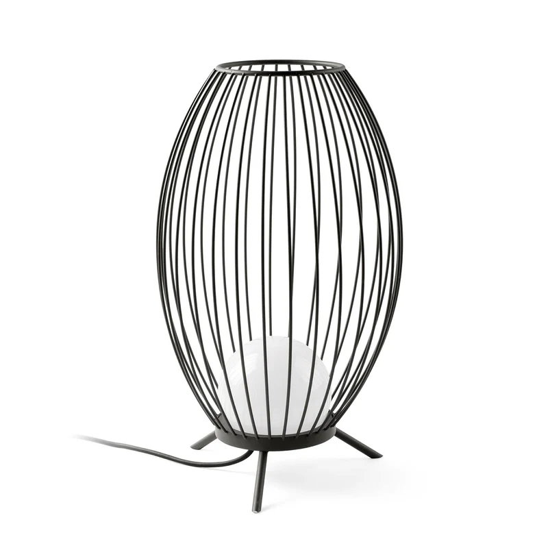 Lámpara de mesa de exterior portátil Faro Cage 57cm LED gris oscuro 2700K IP65 opal 75608