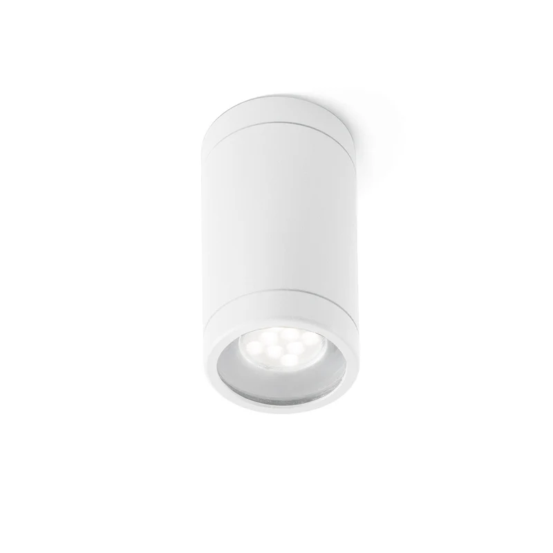Plafón de exterior Faro Olot 10cm GU10 LED blanco mate IP44 71372