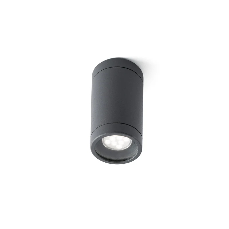 Plafón de exterior Faro Olot 10cm GU10 LED gris oscuro IP44 71374