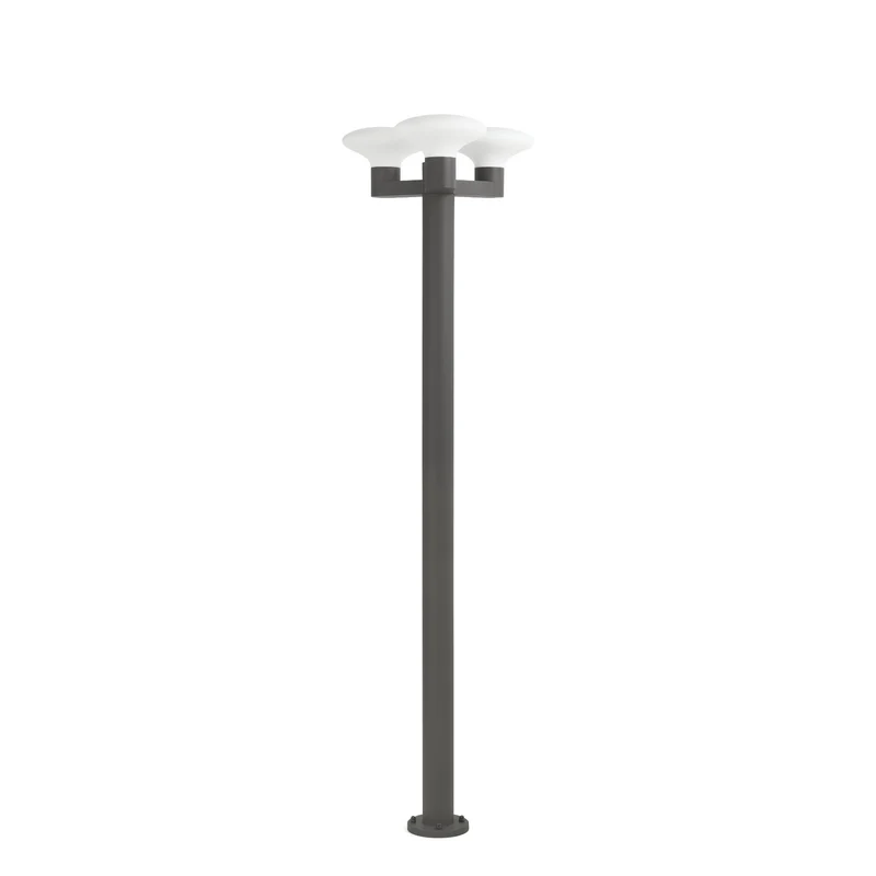 Farola de exterior Faro Blubs 214cm 3 luces E27 LED gris oscuro IP44 opal 74436F3-03