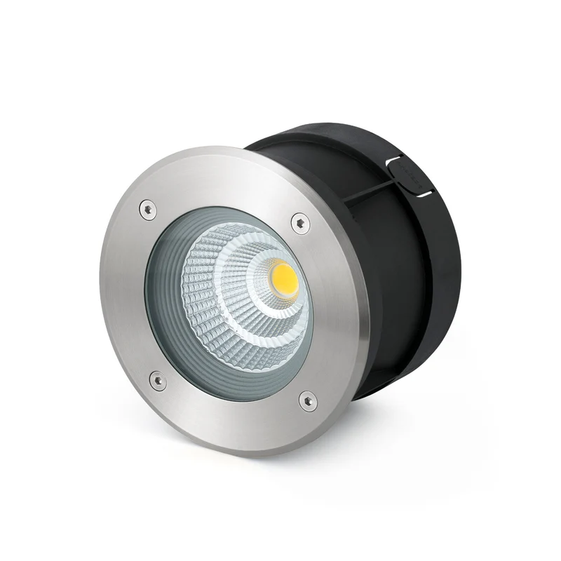 Empotrable de suelo exterior Faro Suria 11cm LED inoxidable satinado 3000K IP67 60° 18cm 70593N