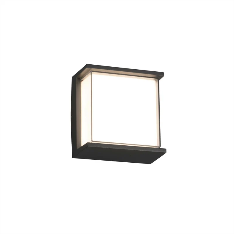 Aplique de exterior Faro Hikari 17cm LED gris oscuro 3000K IP65 opal 71274