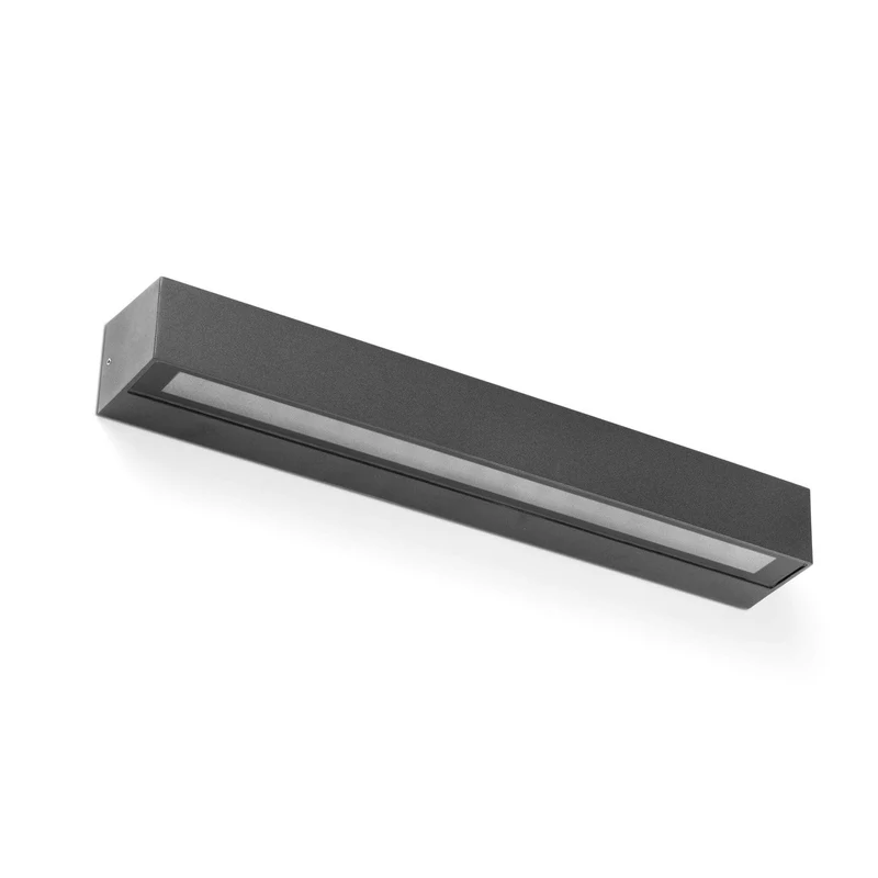 Aplique de exterior Faro Doro LED gris oscuro 3000K IP65 prismático 50cm 71907