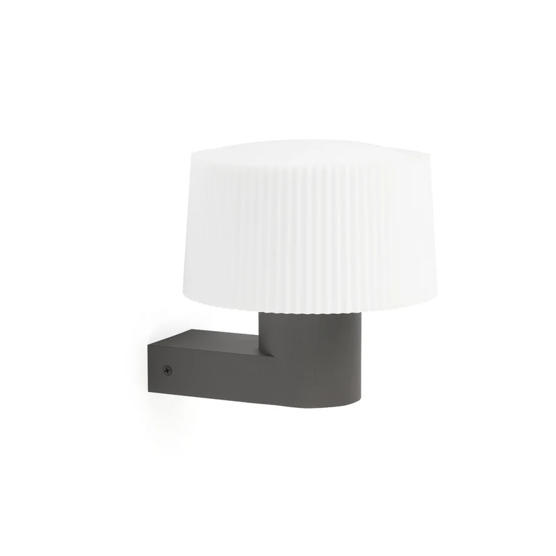Aplique de exterior Faro Muffin 23cm E27 LED gris oscuro IP44 opal 74432A-04