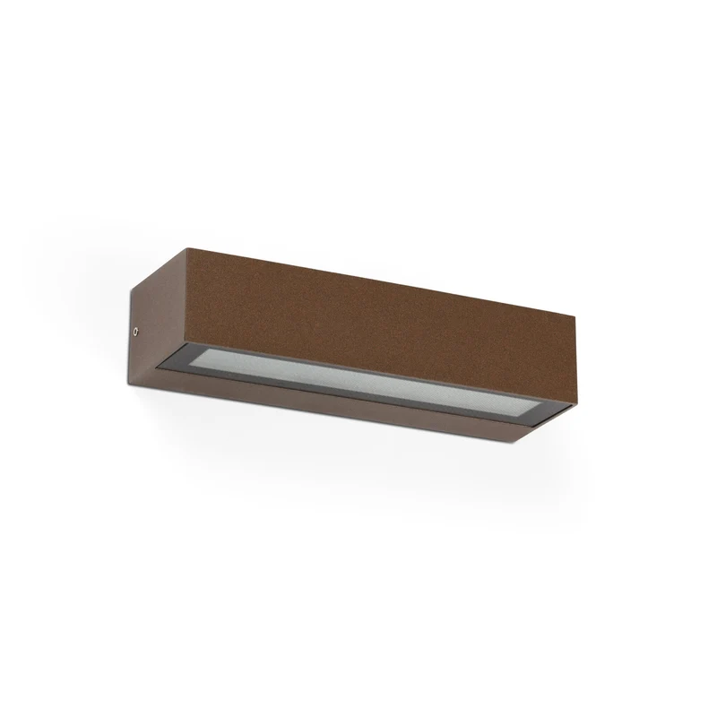 Aplique de exterior Faro Lako LED marrón oxido 3000K IP65 90° prismático 71911