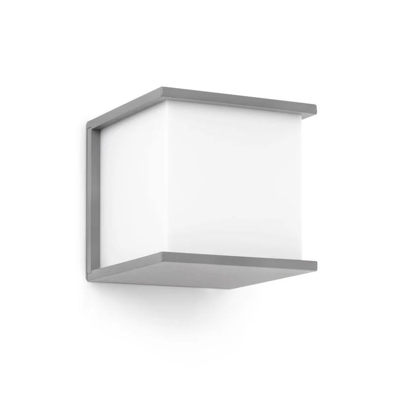 Aplique de exterior Faro Kubick 16cm E27 LED gris IP44 opal 70715 para jardín